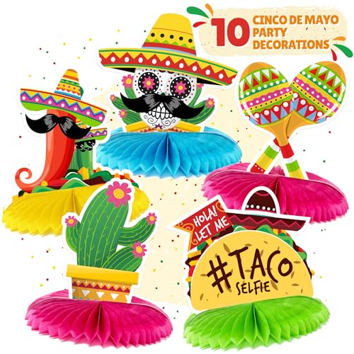Mexican Table Centerpiece Set - 10 Pack - Cinco de Mayo Party Decorations Fiesta Party Decorations Supplies Favors Decor - Mexican Themed Party Decorations Accessories