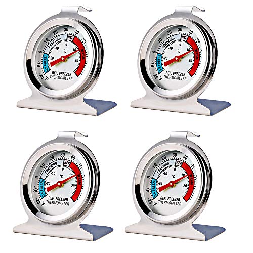 4 Pack Refrigerator Freezer Thermometer Large Dial Analog Thermometer