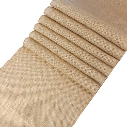 MDS Pack of 5 Pieces Wedding 12 x 108 inch Long Natural Burlap Table Runner, Rustic Farmhouse Jute Country Vintage Burlap Roll Runner for Wedding, Party Table Decorations , Boho Décor - Natural