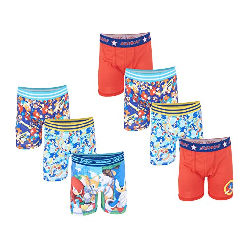 Sonic The Hedgehog boys Sonic the Hedgehog Boys' and Boxer Multipacks Available in Sizes 4, 6, 8, 10, 12 Briefs, 7pk Athletic, 6 US