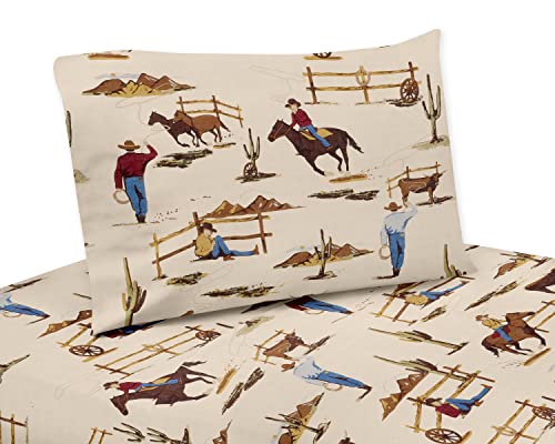 3pc Twin Sheet Set for Wild West Cowboy Childrens Bedding Collection by Sweet JoJo Designs