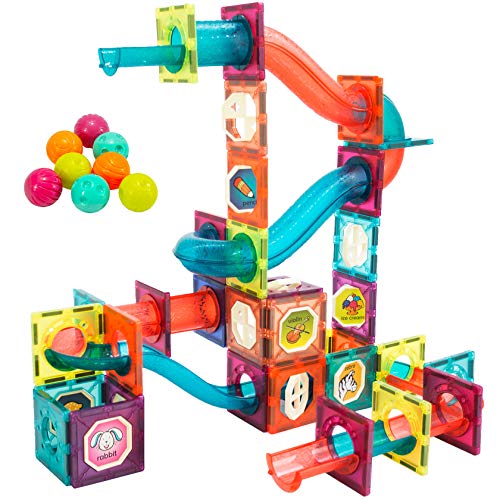 LTKFFFdp Magnetic Building Blocks STEM Educational Toys for Kids Ages 4-12, Ball Track and 3D Stacking Construction Set