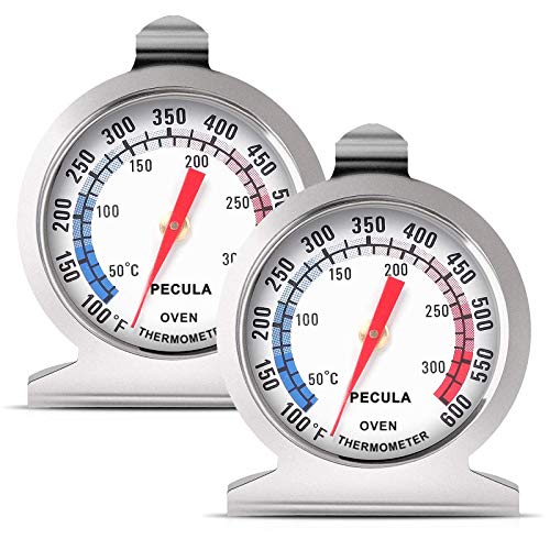 Oven Thermometer 2 Pack 50-300°C/100-600°F, Oven Grill Fry Chef Smoker Thermometer Instant Read Stainless Steel Thermometer Kitchen Cooking Thermometer