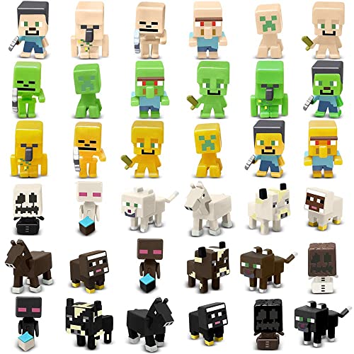 MOYEE Mini Figures, 36 Pack Action Figures Toys, Cute Game Series Characters Cake Toppers for Collection Birthday Party Supplies Easter Egg Fillers, Party Gift for Kids Boys Fans