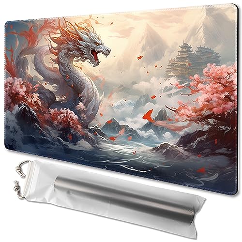 MTG Playmat Size 24x14in Free Storage Bags Non-Slip Backing Printing, Ideal for Card Game Enthusiasts TCG Playmat Mouse Pad (Guardian,No with Zone)