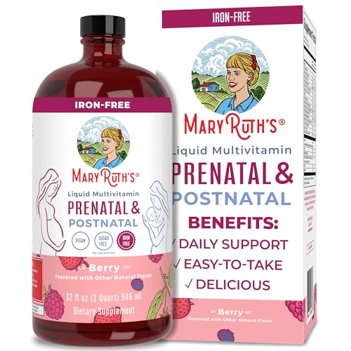 MaryRuth Organics Postnatal & Prenatal Vitamins for Women | Sugar Free | Womens Multivitamin for Pre-Conception, Pregnancy & Nursing | Ginger | Selenium | Folate | Vegan | Non-GMO | Gluten Free | 32oz