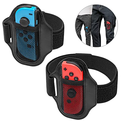 [2 Pack] Leg Strap for Nintendo Switch Sports Play Soccer/Switch Ring Fit Adventure, for Joy Cons Switch OLED Model Controller Game Accessories,Adjustable Elastic Strap,Two Size for Adults & Children