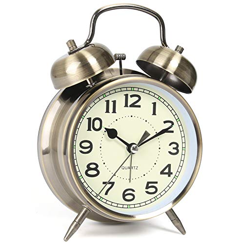 AYRELY Super Loud Alarm Clock for Heavy Sleepers Adults,Twin Bell Retro 4 Inch Silent Non-Ticking Quartz with Backlight, Alarm Clocks for Bedrooms,Bedside,Study Room