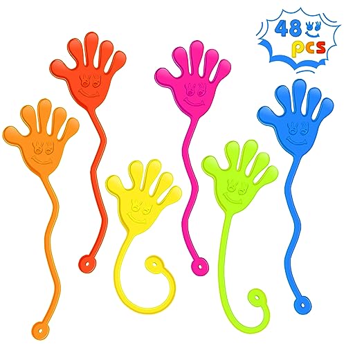 48PCS Sticky Hands Bulk Party Favors for Kids 4-8 8-12 Stretchy Sticky Hand Fidget Toys Goodie Bag Stuffers Treasure Box Toys for Classroom Prizes End of Year Student Gifts Birthday Party Supplies
