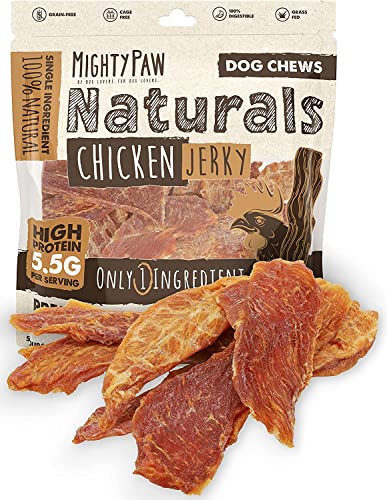 Mighty Paw Naturals Chicken Jerky for Dogs | Chicken Jerky Dog Treats for Small Dogs, Medium Pets and Large Breeds. Natural Dog Treats for Large Dogs, and Puppies. Dried Chicken Dog Jerky Treats 14 oz