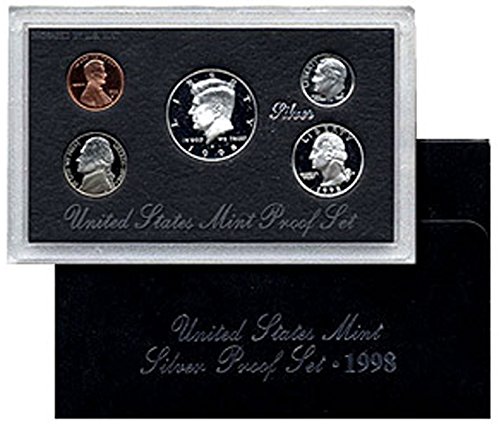 1998 S U.S. Silver Proof 5 Coin Set in original box with Certificate of Authenticity Collection US Mint Proof