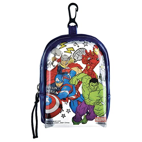 Marvel Avengers Backpack Clip - 5' x 3.5' (Pack of 1) - Stunning Clear & Blue Rim Plastic - Perfect for Collectors and Fans