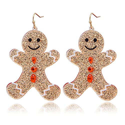 Ymimanchil Gingerbread Earrings for Women Christmas Earrings Dangle Holiday Earrings Xmas Earrings for Teen Girls Christmas Jewelry (A)