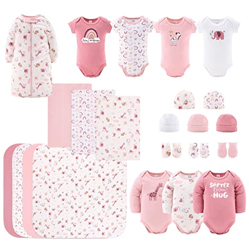 The Peanutshell Newborn Clothes & Accessories Set, 23 Piece Baby Girl Layette Gift Set, Fits Newborn to 3 Month