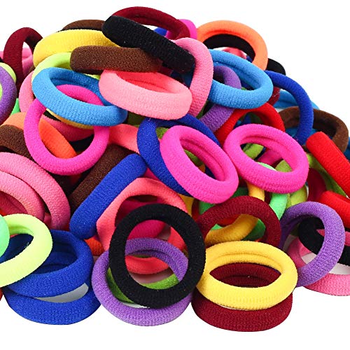QRTVI 120 Pcs Baby Hair Ties, Cotton Toddler Hair Ties for Girls and Kids, Multicolor Small Seamless Hair Bands Elastic Ponytail Holders(15 Colors)