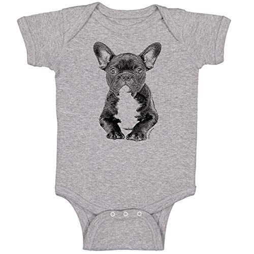 Indigo Legend Unisex Baby French Bulldog Bodysuit for Baby, Clothes (gray heather, 0-3 months)