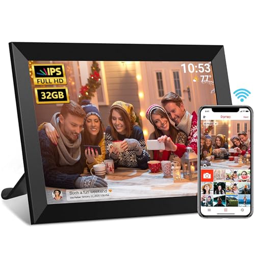 FRAMEO Digital Photo Frame, 10.1 Inch WiFi Digital Picture Frame with 1280x800 IPS HD Touch Screen, 32GB Storage Auto-Rotate Wall Mountable Easy Share Photos or Videos via Frameo App from Anywhere