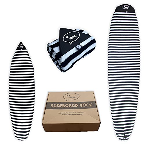 Ho Stevie! Surfboard Sock Cover - Light Protective Bag for your Surf Board (Black/White, 6'6')