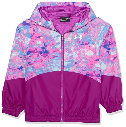 Under Armour girls Woven Full-Zip Jacket, (573) Mystic Magenta / / White, X-Large