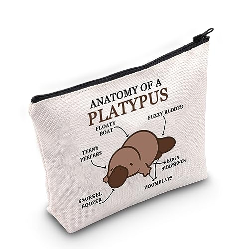 PWHAOO Platypus Lover Gift Anatomy Of A Platypus Makeup Bag Platypus Owner Gift Platypus Mom Cosmetic Bag Who Loves Platypus Gift (Anatomy Of A Platypus M)