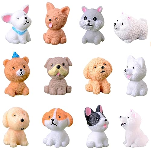 MAOMIA 12 Pcs Dog Figures for Kids, Animal Toys Set Cake Toppers, Dog Figurines Collection Playset for Christmas Birthday Gift Desk Decorations