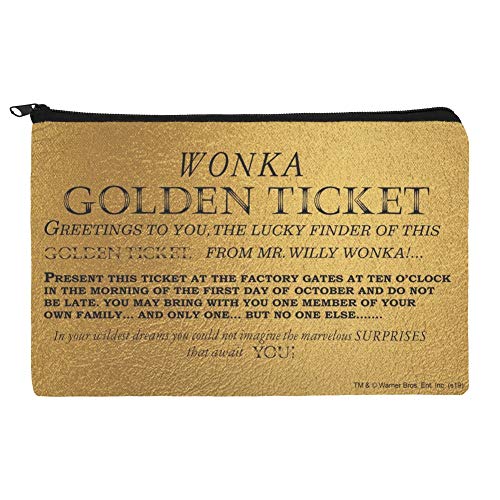 GRAPHICS & MORE Willy Wonka and the Chocolate Factory Golden Ticket Makeup Cosmetic Bag Organizer Pouch