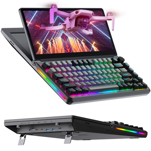 Kwumsy Touchscreen Mechanical Gaming Keyboard- K3 Portable Monitor Multifunctional Keyboard with 13'' Touchscreen USB/SSD Expansion Compact 82 Keys RGB LED Backlight FN-Key for Windows Mac Android