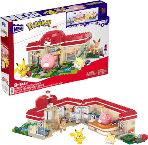 MEGA Pokémon Action Figure Building Toys, Forest Pokémon Center with 648 Pieces, 4 Poseable Characters, Gift Idea for Kids
