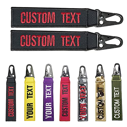 silkmilk Custom Keychain, Personalized Keyring Double Sided Embroidery, Automotive Key Chain For Motorcycle Car & Bike (1-Line-Text)