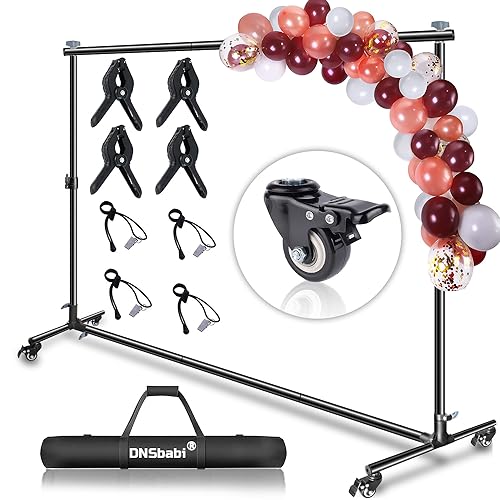 Versatile Heavy Duty Backdrop Stand, with Wheels, 10 * 7ft Adjustable Photo Background Stand, Banner Backdrop Stand for Parties/Photography/Birthday/Studio