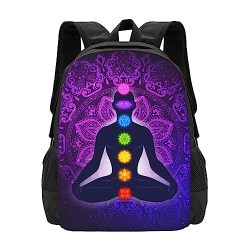 JZDACH Big Capacity Rucksacks, for Seven Chakra Yoga Meditation Lotus Purple Mandala Anti-Theft Multipurpose Shoulder Bag with Shoulder Straps, Daypack Backpack, Travel and Sport Backpack Rucksack