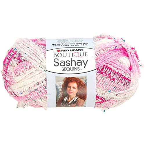 RED HEART Boutique Sashay Sequins Yarn, Cotton Candy