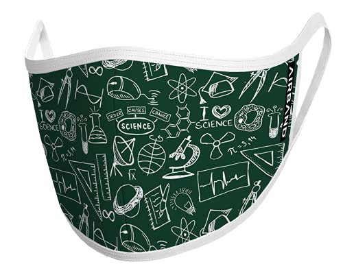 AIRBAND Unisex-Adult 3-Ply Nanofiber Mask, Bill Nye Science Doodles, One Size