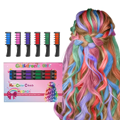 New Hair Chalk Comb Temporary Hair Color Dye for Girls Kids, Washable Hair Chalk for Girls Age 4 5 6 7 8 9 10-12 Birthday Christmas Cosplay Hair DIY Party