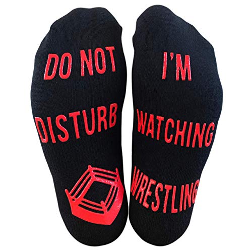 'Do Not Disturb, I'm Watching Wrestling' Funny Ankle Socks - Great Birthday Christmas Gift For Wrestling Fans Black Medium