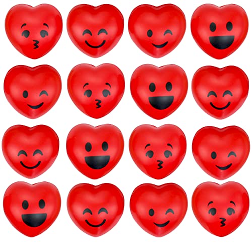 Iconikal Big Squishy Stress Relief Squeeze Balls, Funny Heart Shape, Large 3-Inch, Bulk 16-Count