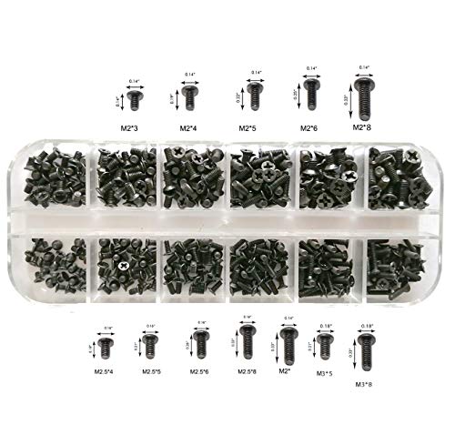 Persberg 360pcs 12sizes Laptop Notebook Tiny Computer Replacement electronic Screws Assortment Kit Black,M2 M2.5 M3,for Lenovo Toshiba Gateway Samsung HP IBM Dell Sony Acer Asus Hard Disk SATA SSD M.2