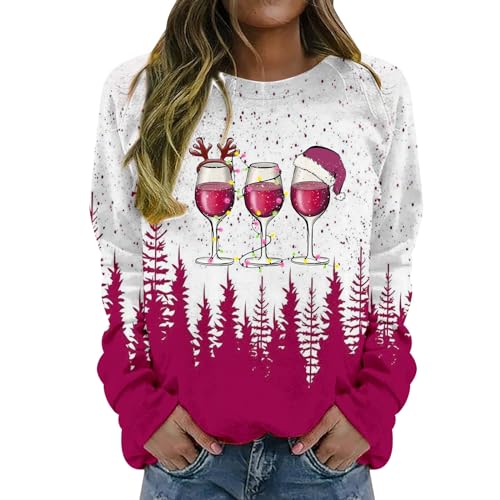 Qinnyo 2023 Christmas Sweater for Women 2023 Funny Cute Xmas Tree Reindeer Snowman Sweatshirts Long Sleeve Crewneck Tops Shirts A Deal With The Earl