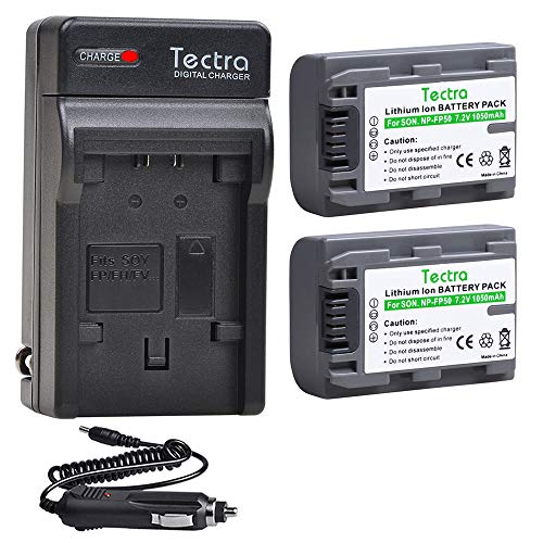 Tectra 2Pcs NP-FP50 NP FP50 Battery + Wall Charger for Sony NP-FP30,NP-FP50,NP-FP60,NP-FP70,NP-FP90,NP-FP51,NP-FP71,NP-FP91 Series Ony DCR-HC30 40 43E 65 85 94E 96 Handycam Camcorders