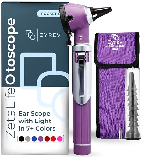 Zyrev ZetaLife Otoscope - Ear Scope with Light, Ear Infection Detector, Pocket Size (Purple Color)