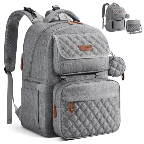 Maelstrom Diaper Bag Backpack,29L-45L Expandable Large Baby Bag for 2 Kids/Twins, with Removable Cross Body Bottle Bag for Mom/Dad,Stylish Nappy Bag Gift for Boys/Girl-Mothers Day Gifts-Elegant Grey