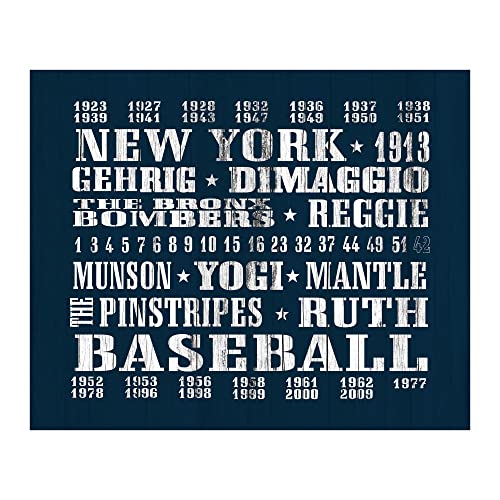 New York Yankees- Baseball Sports Wall Decor- MLB Players Vintage Wall Art Print, Unique Retro Baseball Typographic Wall Art Is Perfect For Home Decor, Office Decor, & Man Cave Decor. Unframed-10x8