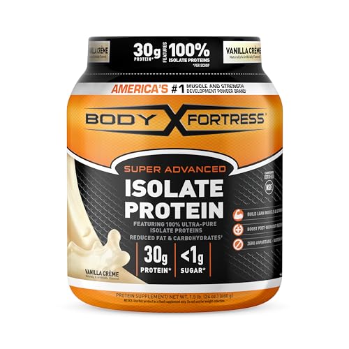 Body Fortress Super Advanced Isolate Protein Powder, Gluten Free, Vanilla Creme Flavored, 1.5 Lb