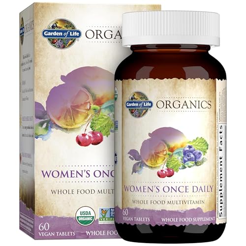 Garden of Life Organics Multivitamin for Women - Women's Once Daily Multi - 60 Tablets, Whole Food Multi with Iron, Biotin, Vegan Organic Vitamin for Women's Health, Energy Hair Skin and Nails