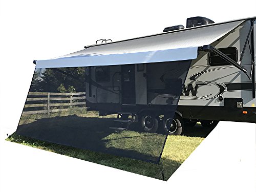 Tentproinc RV Awning Sun Shade Screen Sunshade 8' X 15' 3'' (Fit for 16' Awning)- Mesh Sunscreen Motorhome Camper Trailer Awning Shade Screen UV Blocker Completed Kits - 3 Year Warranty (Black)