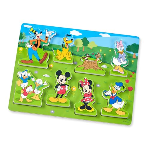 Melissa & Doug Disney Mickey Mouse Wooden Chunky Puzzle (8 pcs) - Disney Characters Wooden Puzzle, Mickey Mouse Puzzle For Toddlers And Kids Ages 2+