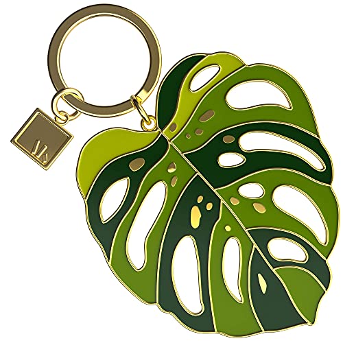 ArtAK Plant Keychains for Women Cute Keychain Key Chain Plant Lover Gifts Plant Lady (Gold Monstera)