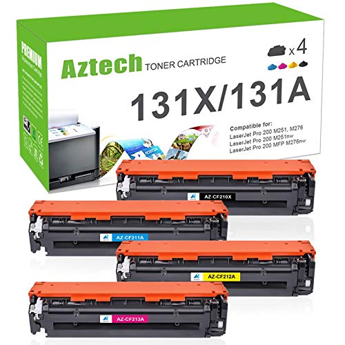 Aztech Compatible Toner Cartridge Replacement for HP 131X 131A CF210X CF210A CF211A CF212A CF213A (Black/Cyan/Yellow/Magenta, 4-Pack)