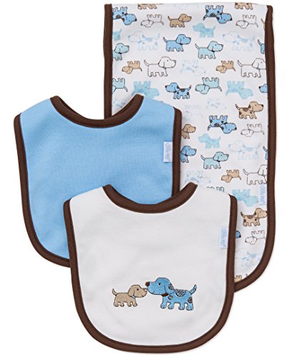 Little Me baby boys and bib burp cloth sets, Cute Puppies, One Size US