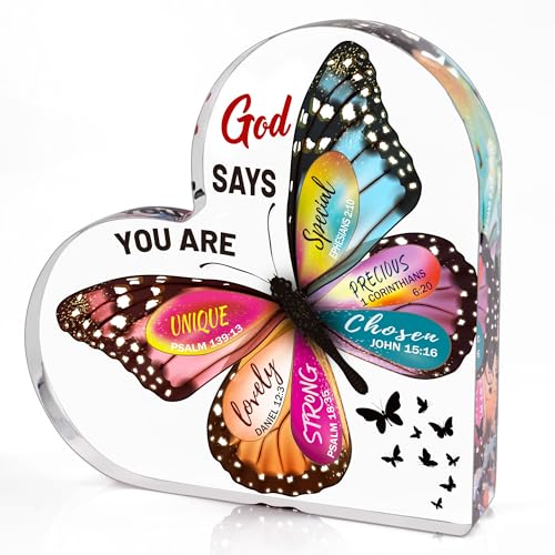 Christian Gifts for Women Birthday, Butterfly Inspirational Gifts for Friends, Religious Spiritual Gifts for Her Mom Girl Female Coworker Sister Christian Home Decorative Signs